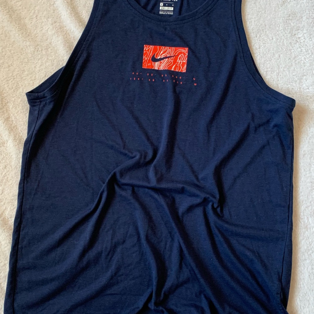 Nike Navy Tank Top with Red Logo Patch M